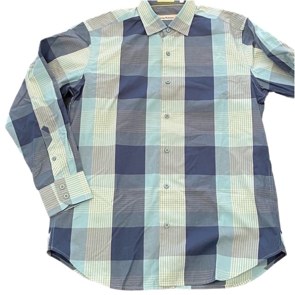 Tommy Bahama Mens Shirt Button Down Plaid Blue Size S - Picture 1 of 6